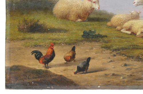 FRANÇOIS VANDEVERDONCK (1848-1875)., "Paisaje con ovejas".