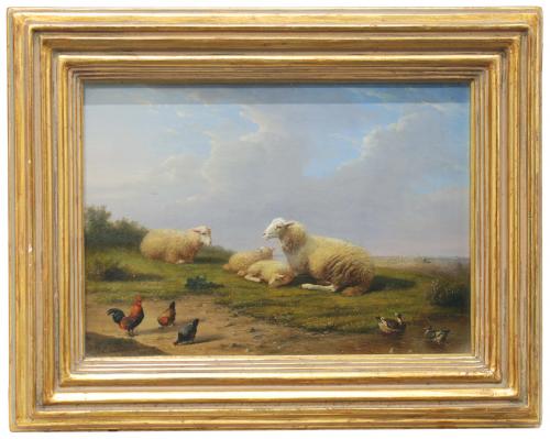 FRANÇOIS VANDEVERDONCK (1848-1875)., "Paisaje con ovejas".