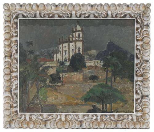 JOSEP MARIA MALLOL SUAZO (1910-1986), "Paisaje con iglesía".