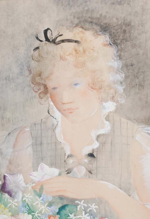 OLGA SACHAROFF (1889-1967)., "Joven con flores".