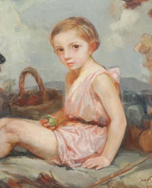 JUAN BAUTISTA PORCAR RIPOLLÉS (1888-1974)., "Niña con perro