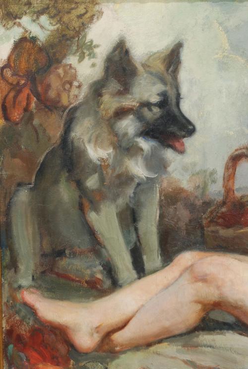 JUAN BAUTISTA PORCAR RIPOLLÉS (1888-1974)., "Niña con perro