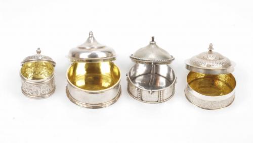 FOUR SPANISH PYXES IN SILVER METAL AND SILVER,18TH-19TH CEN