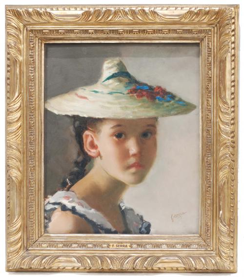 FRANCESC SERRA CASTELLET (1912-1976). "Retrato niña con sombrero".