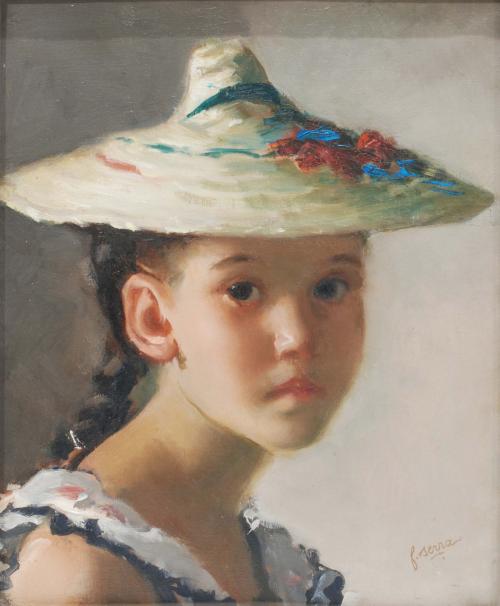 FRANCESC SERRA CASTELLET (1912-1976). "Retrato niña con som