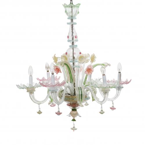 Blown glass.Six lights. 110 cm. high. and 80 cm. diam.