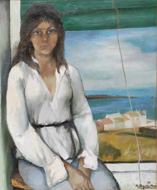 RAMÓN AGUILAR MORE (1924-2015) "Joven en la  ventana".