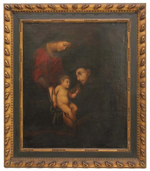 18TH-19TH CENTURY SPANISH SCOOL "Virgin with Jesus and Saint Anthony of Padua".
