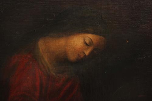18TH-19TH CENTURY SPANISH SCOOL "Virgin with Jesus and Sain