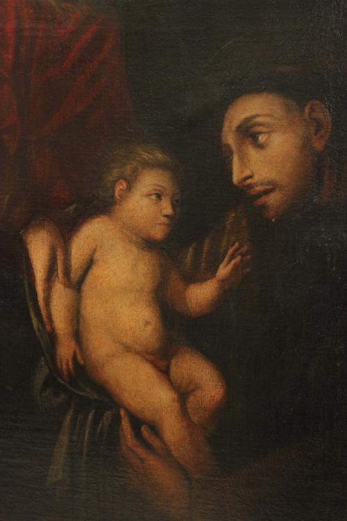 18TH-19TH CENTURY SPANISH SCOOL "Virgin with Jesus and Sain