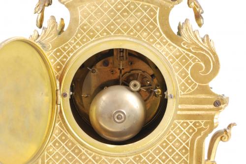 ORNATE BARCELONA CLOCK AND PAIR OF CANDELABRAS. FIRST DECAD