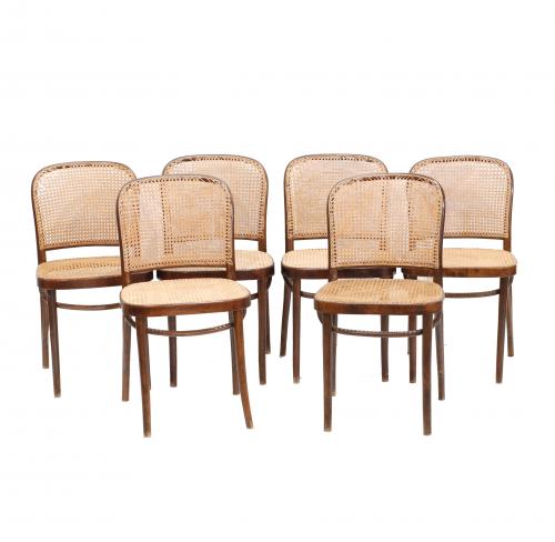 JOSEF HOFFMANN (REPÚBLICA CHECA, 1870-VIENA, 1956) Juego de seis sillas "Prague", años 30.