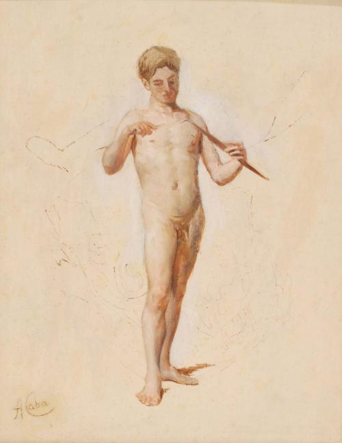 ANTONIO CABA CASAMITJANA (1838-1907). "Desnudo masculino".
