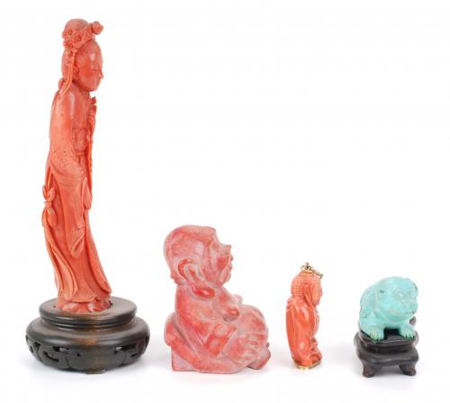 LOTE DE CUATRO TALLAS ORIENTALES, PRINCIPIOS DEL SIGLO XX.