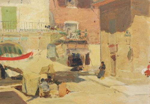 JOAQUÍN SOROLLA Y BASTIDA (1863-1923) "Patio".