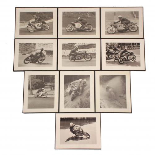 DIEZ FOTOS EN BLANCO Y NEGRO DE DIFERENTES CARRERAS DE MOTOS DE LA DÉCADA DE LOS '60.