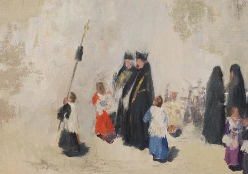 RICARD URGELL (1873-1924). "Cabecera de procesión".