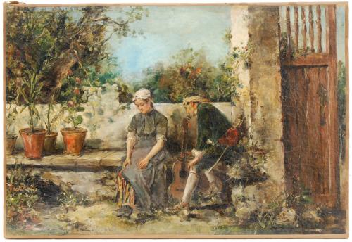 ATTRIBUTED TO DANIEL HERNÁNDEZ MORILLO (1856-1932). "EVERYDAY SCENE".