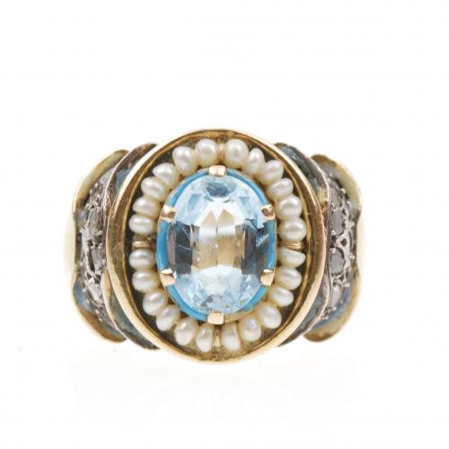 AQUAMARINE RING, CIRCA 1930