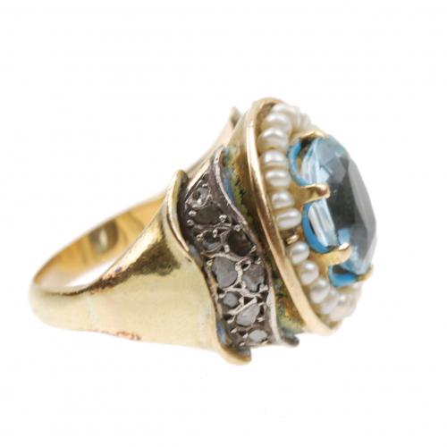 AQUAMARINE RING, CIRCA 1930
