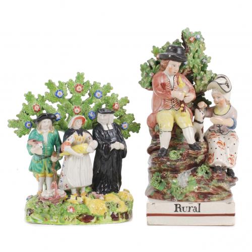 DOS FIGURAS INGLESAS DE STAFFORDSHIRE, FINALES SIGLO XIX- PRIMERAS DÉCADAS SIGLO XX.