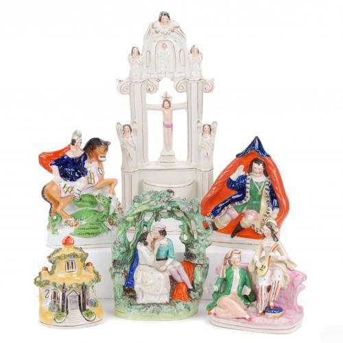 SEIS FIGURAS INGLESAS DE STAFFORDSHIRE, FINALES SIGLO XIX- PRIMERAS DÉCADAS SIGLO XX