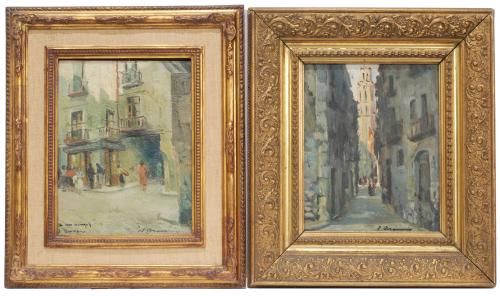 JOAQUÍN ASENSIO MARINÉ (1890-1961). "Street from Born" and "Santa Mª del Mar church".