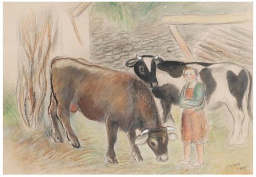 JOAQUIM SUNYER MIRÓ (1874-1956). "Vacas".