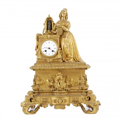 FRENCH TABLETOP CLOCK, RESTORATION STYLE. FIRST THIRD OF THE 19TH CENTURY. 