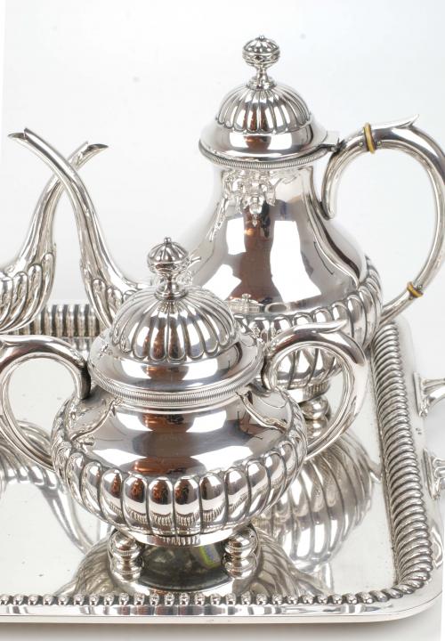 SPANISH SILVER COFFEE AND TEA SET, MID-TWENTIETH CENTURY