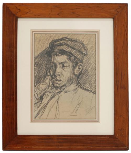 FRANCISCO GIMENO ARASA (1858-1927). "Retrato joven con gorra".