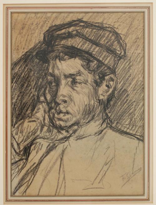FRANCISCO GIMENO ARASA (1858-1927). "Retrato joven con gorr