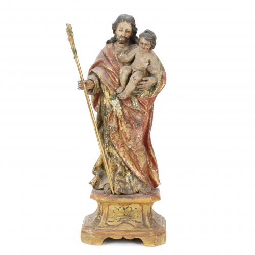 18TH CENTURY SPANISH SCHOOL "SAINT JOSEPH AND THE CHILD JESUS".