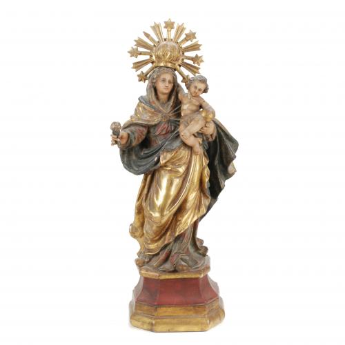 18TH CENTURY SPANISH SCHOOL "VIRGIN MARY AND THE CHILD JESUS".