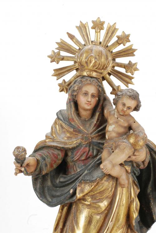 18TH CENTURY SPANISH SCHOOL "VIRGIN MARY AND THE CHILD JESU