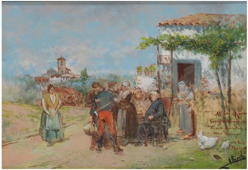 19/20TH CENTURY SPANISH SCHOOL "MARCHA DE UN SOLDADO".