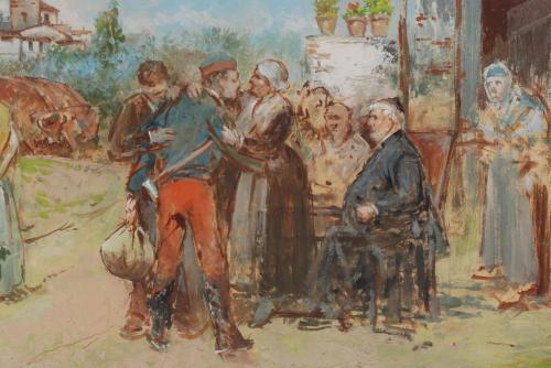 19/20TH CENTURY SPANISH SCHOOL "MARCHA DE UN SOLDADO".