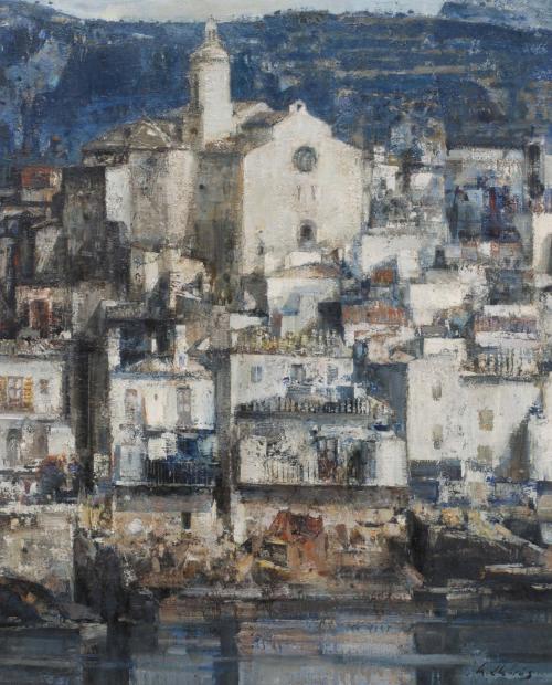 MIGUEL LLABRÉS GRIMALT (1930-1983). "WHITE AND BLUES", CADAQUÉS.