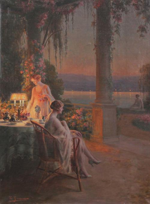 LLUÍS GRANER I ARRUFÍ (1863-1929). "ESCENA ROMÁNTICA".