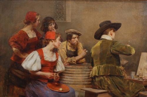 ROMÁN RIBERA CIRERA (1848-1935). "PINTOR DE ANTAÑO" CIRCA 1