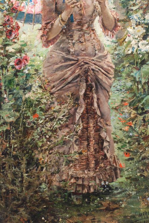 VICENTE MARCH Y MARCO (1859-1927). "YOUNG WOMAN WITH UMBREL