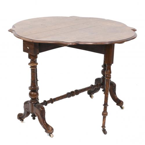 ENGLISH DROP LEAF SIDE TABLE, LATE C19th