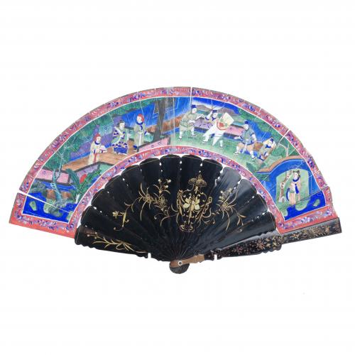 CANTONESE  "ONE THOUSAND FACES" FAN. C19th.