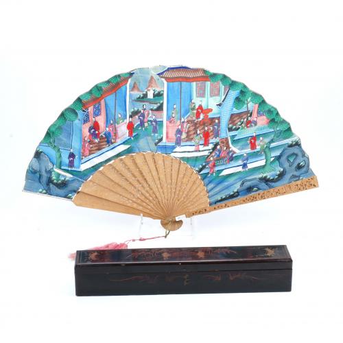 19TH CENTURY CHINESE SCHOOL ABANICO DE LAS MIL CARASDE CANT