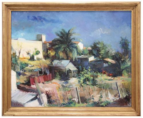 JOAN SERRA MELGOSA (1899-1970). "PATIO WITH PALM TREE".