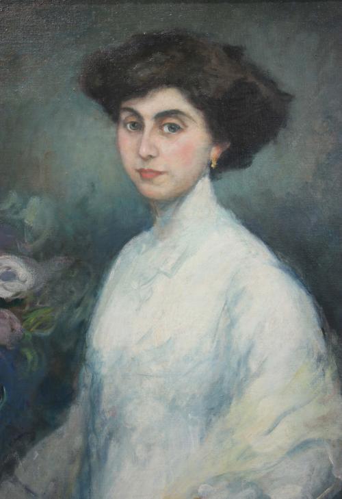 RICARD CANALS Y LLAMBI (1876-1931) "RETRATO DAMA CON FLORES