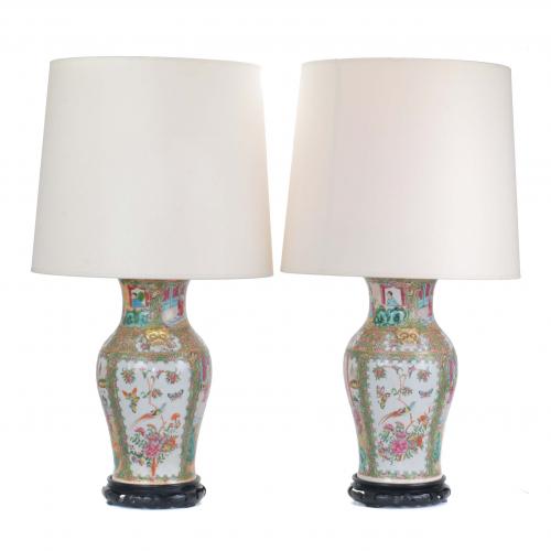PAIR OF CHINESE VASES CONVERTED TO LAMPS, C20th
