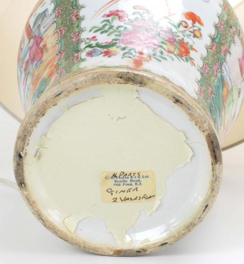 PAIR OF CHINESE VASES CONVERTED TO LAMPS, C20th