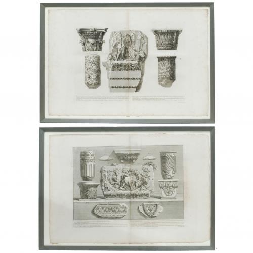 GIOVANNI BATTISTA PIRANESI (1720-1778). COUPLE OF ETCHINGS WITH CLASSICAL FRIEZES AND CAPITALS. 