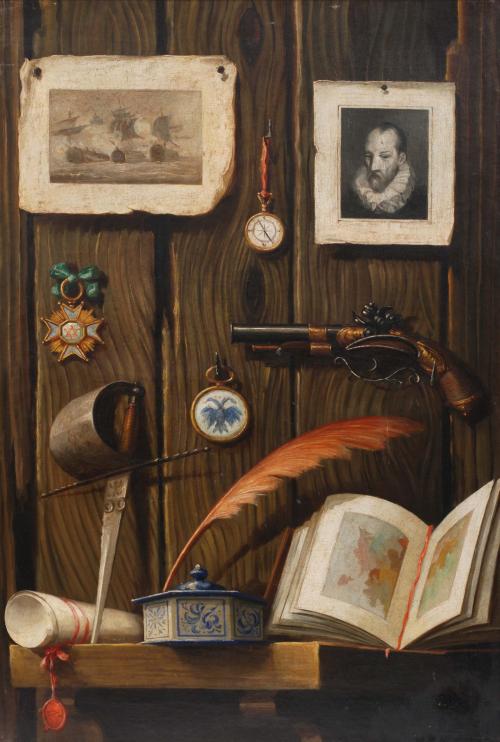 18TH CENTURY SPANISH SCHOOL COUPLE OF TROMPE L&#39;OEIL.